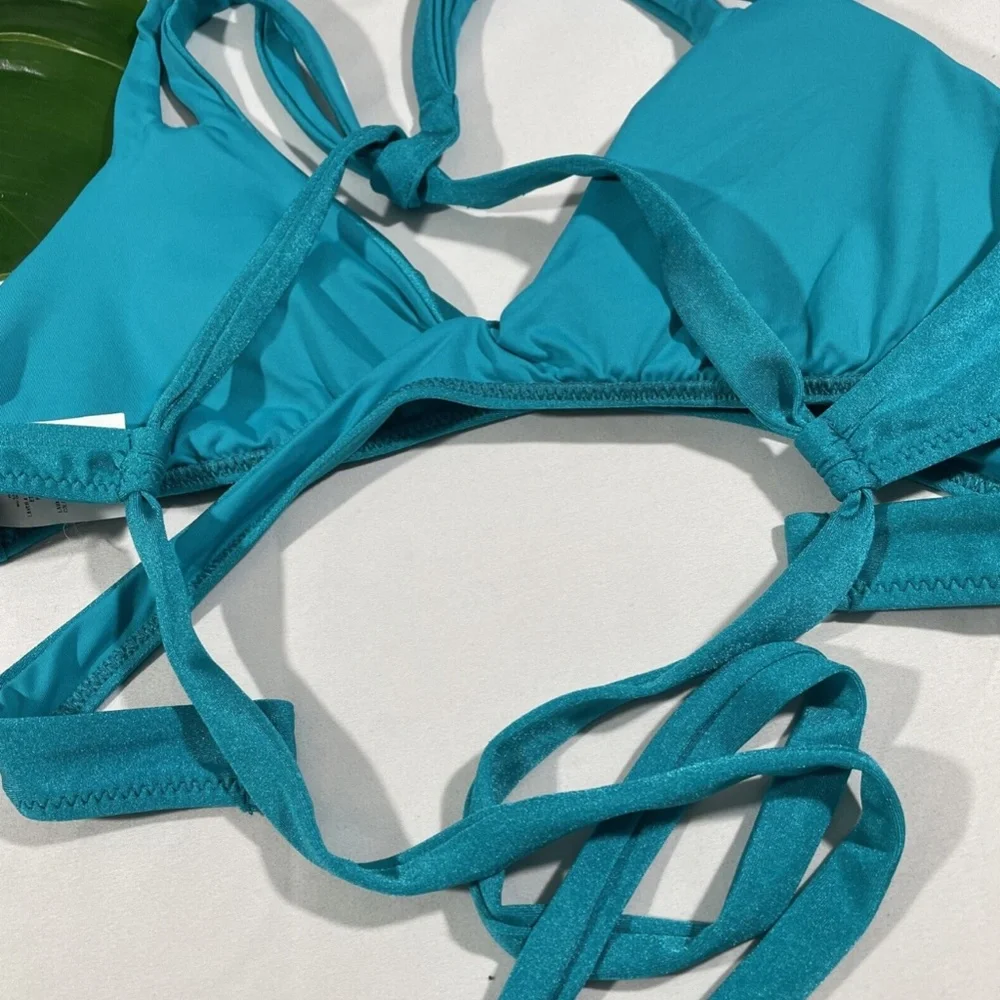 NWT‎ Becca Shimmer Wrap Bikini Top In Arcadia [ SZ Large ]